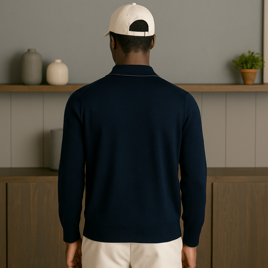Cashmere Half-Zip Polo Shirt for Men – Lightweight, Breathable, Regular Fit Casual Wear