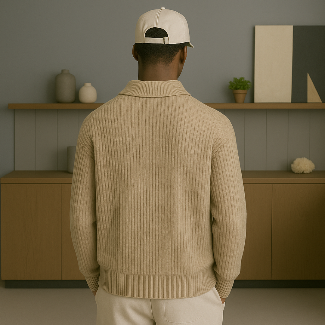 Cashmere Half-Zip Sweater for Men – Luxurious Softness, Relaxed Fit, Durable Rib Structure
