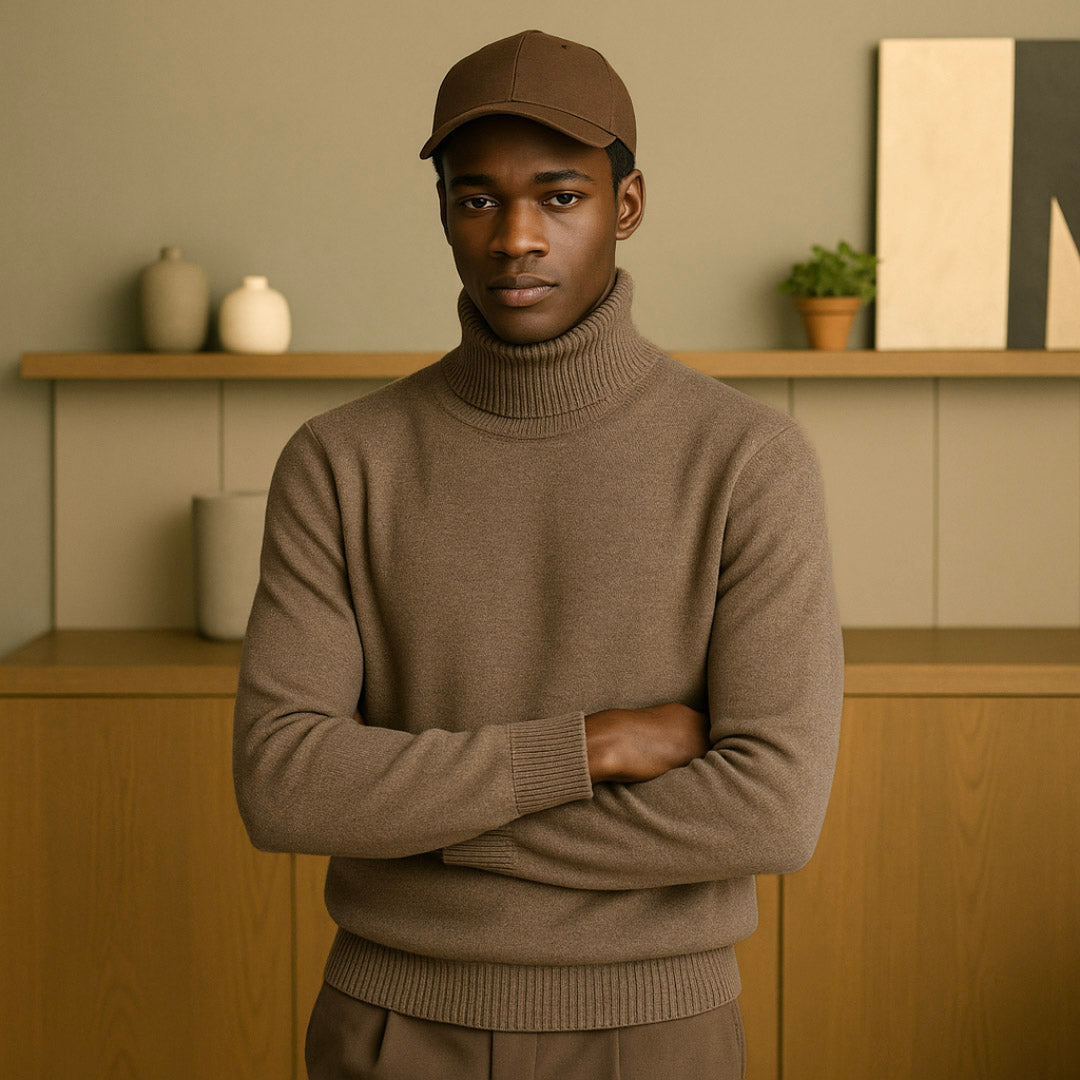 Cashmere High Collar Sweater for Men - Luxurious Softness, Classic Fit, Perfect for Fall and Winter