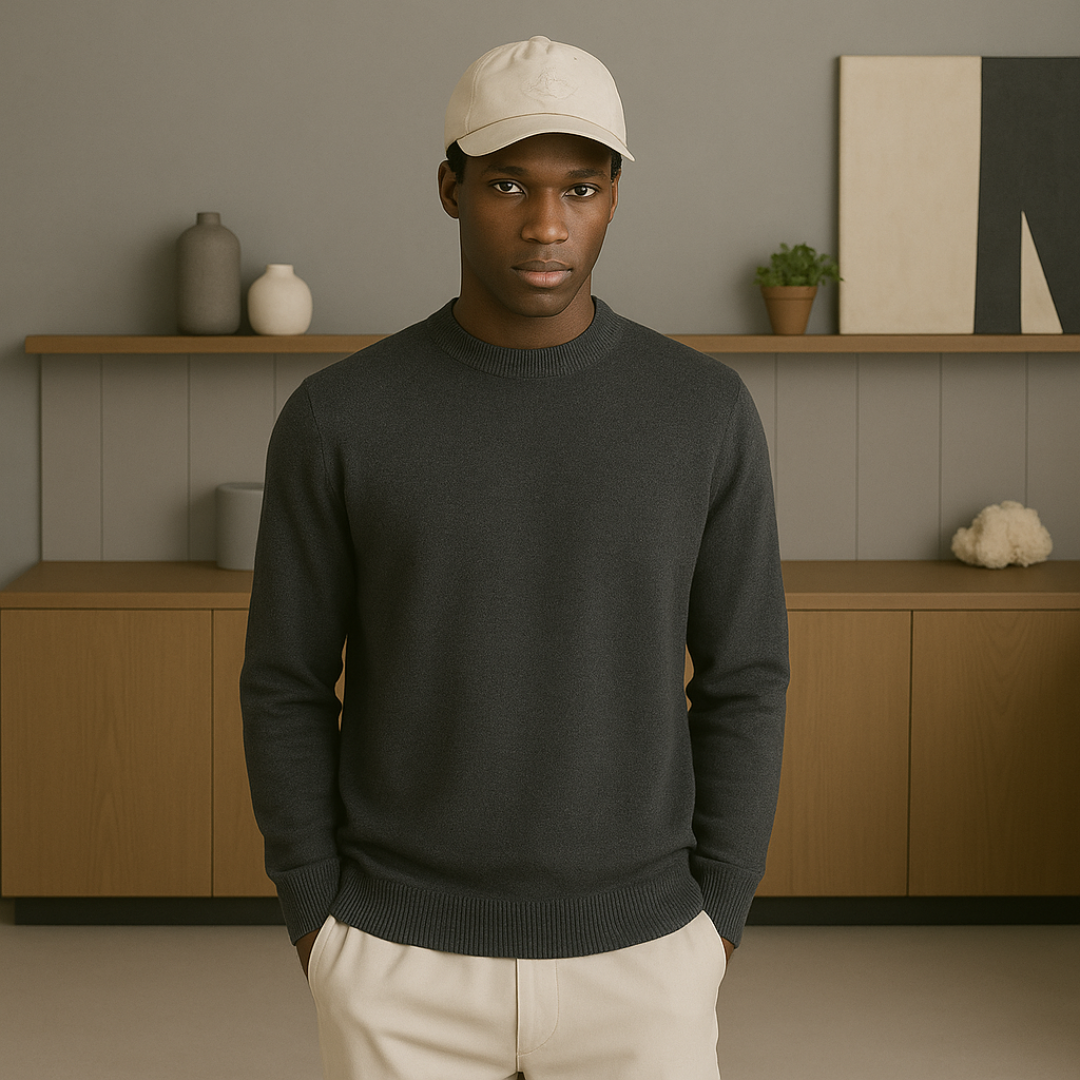 Cashmere Sweater for Men – Lightweight Round Neck Classic Fit Sweater for Versatile Styling