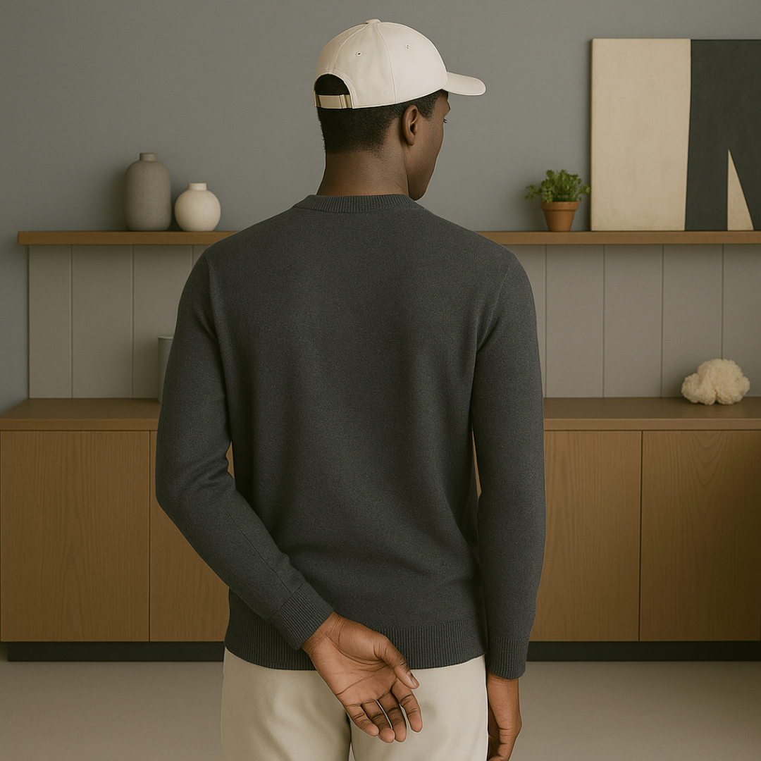 Cashmere Sweater for Men – Lightweight Round Neck Classic Fit Sweater for Versatile Styling