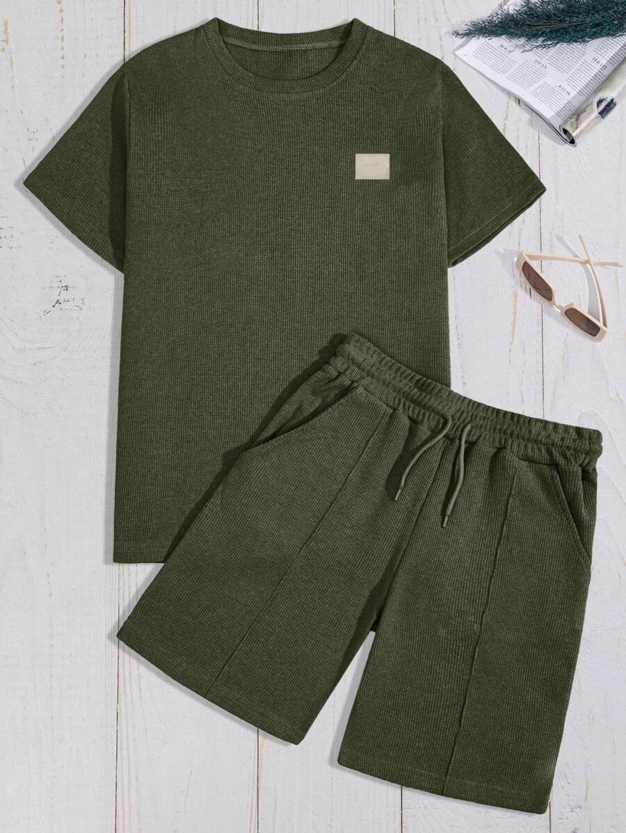 Casual Cotton Waffle Knit Summer Set for Men