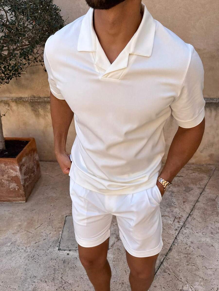 Old Money White Polo Shirt and Shorts Set for Summer