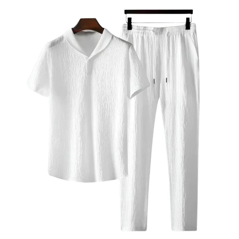 Men's Classic Cotton Polo Set & Straight-Leg Pants