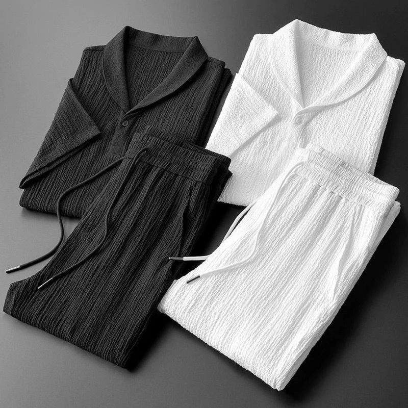 Men's Classic Cotton Polo Set & Straight-Leg Pants