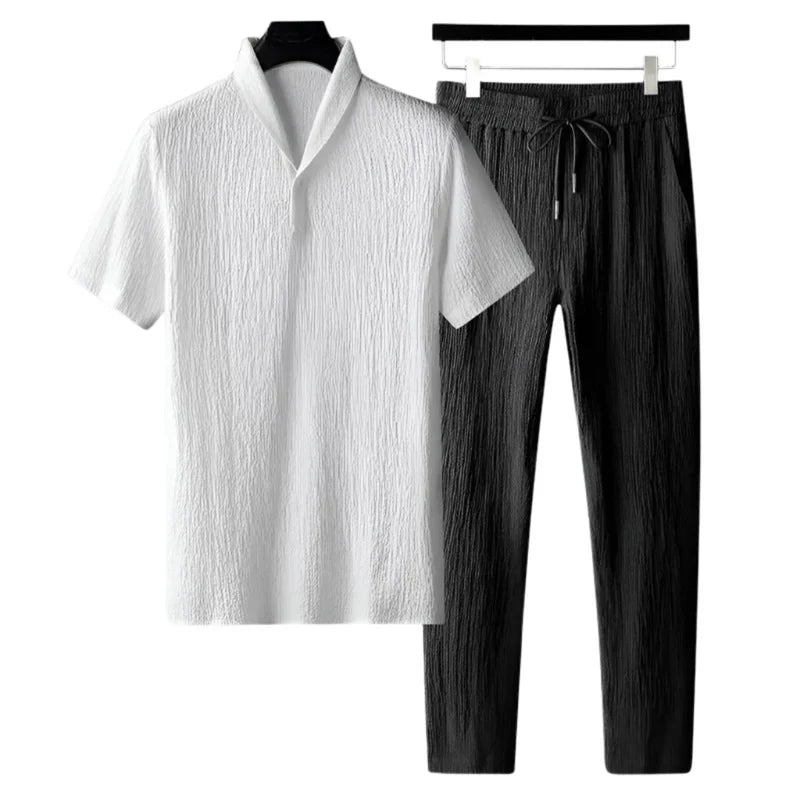 Men's Classic Cotton Polo Set & Straight-Leg Pants