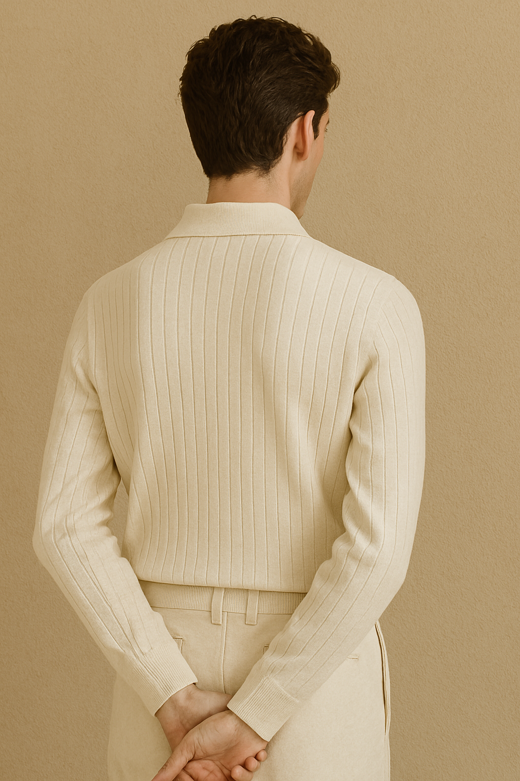 Men's Classic Cotton Long Sleeve Polo Sweater