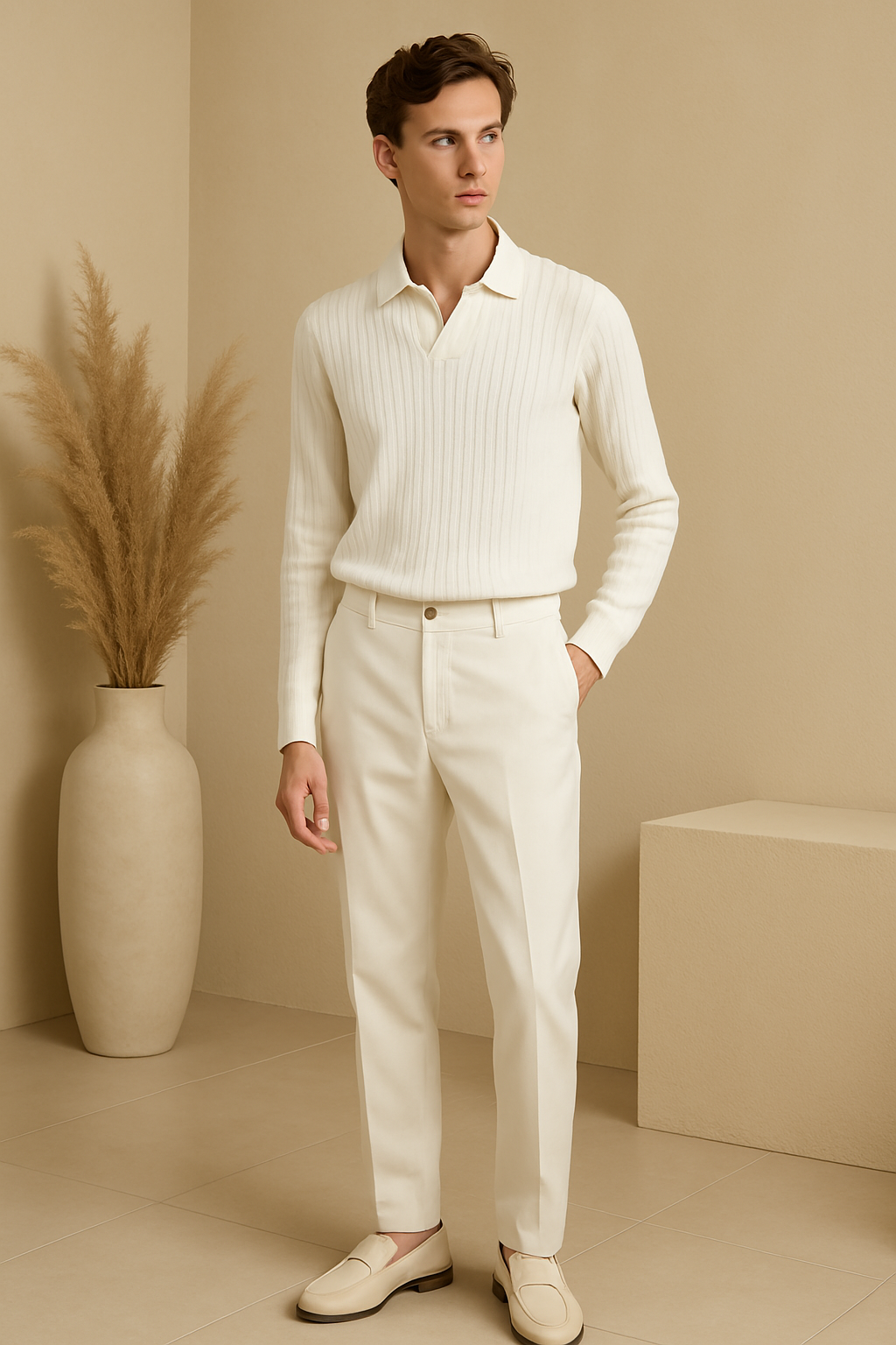 Men's Classic Cotton Long Sleeve Polo Sweater