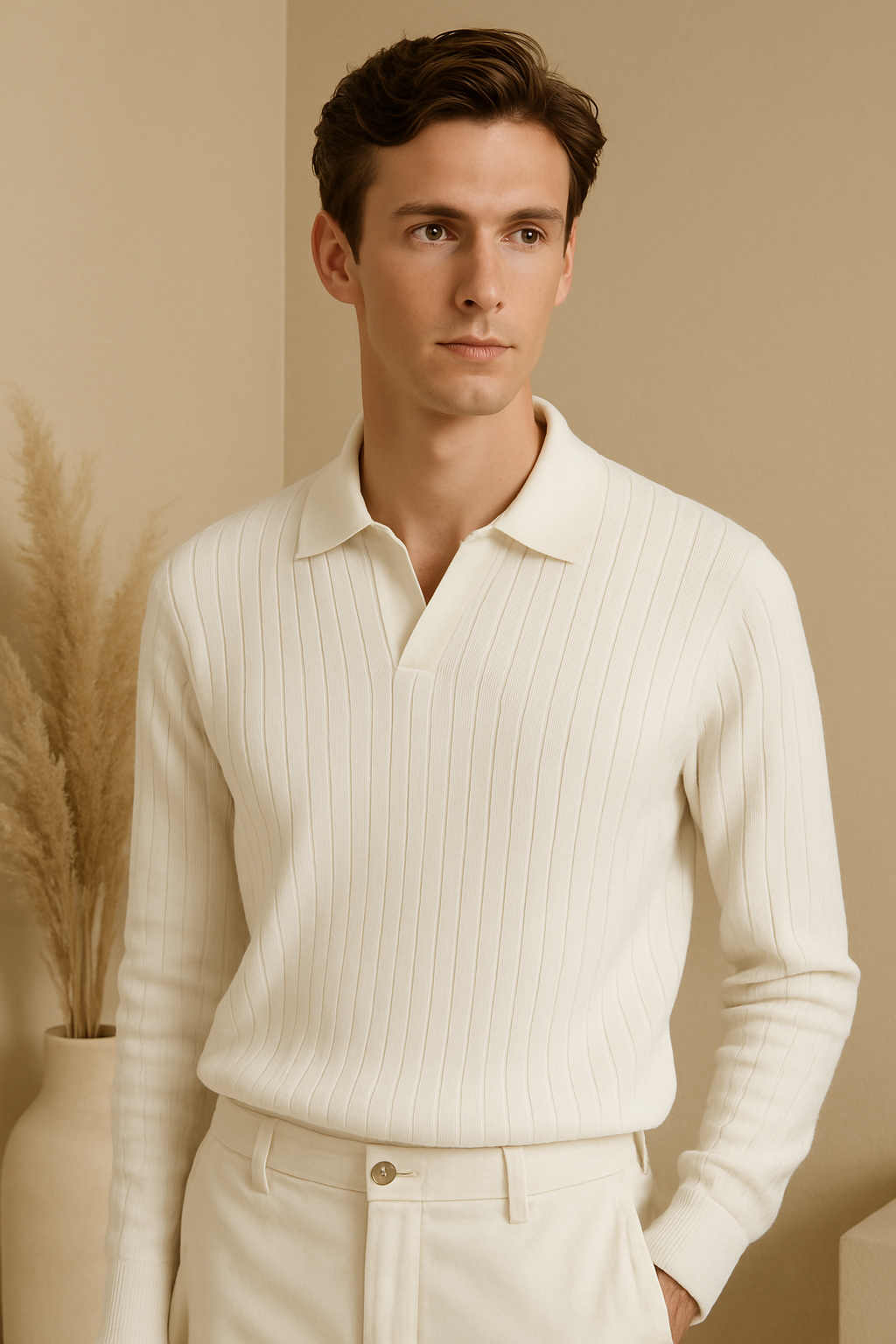 Men's Classic Cotton Long Sleeve Polo Sweater