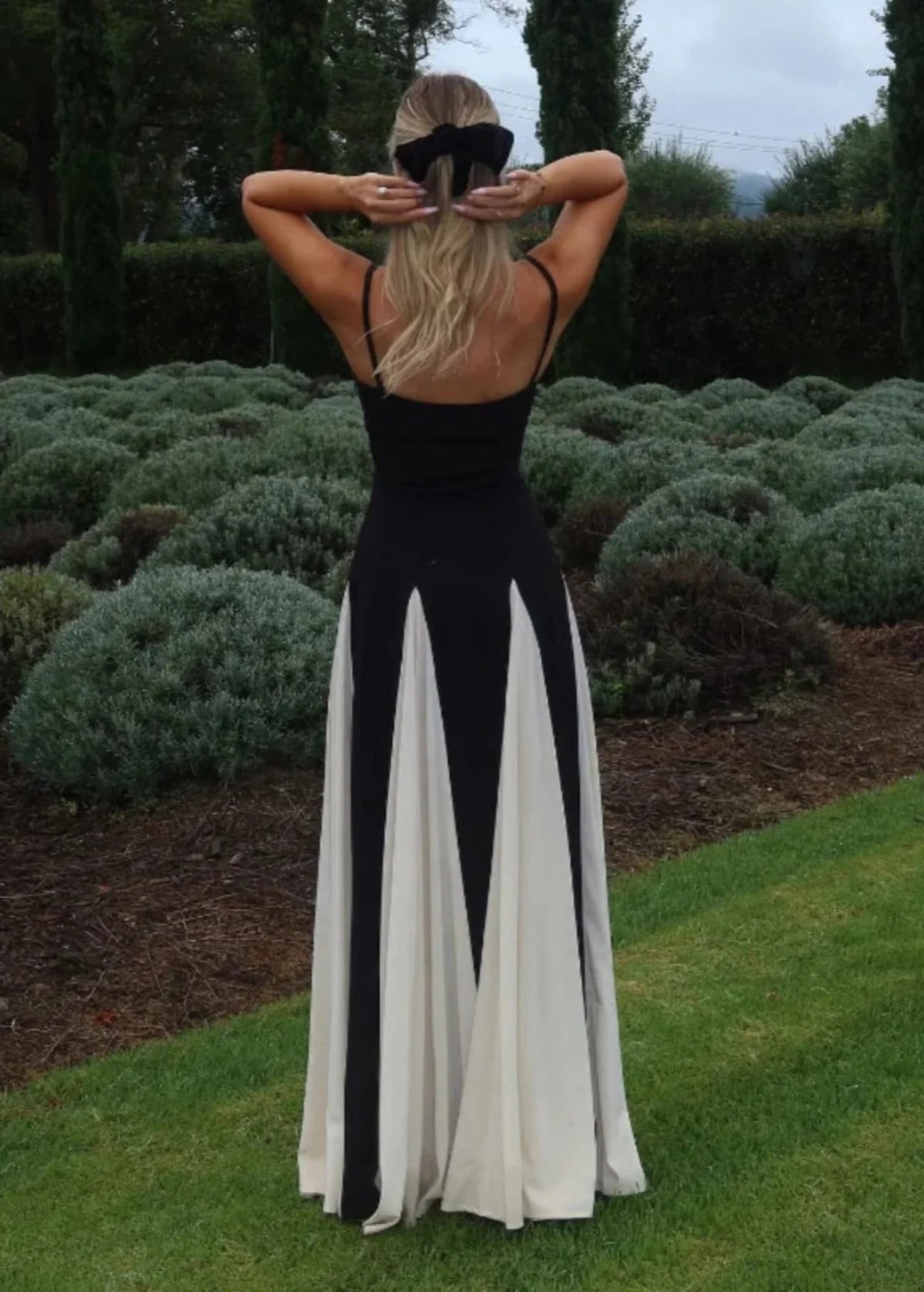 Women's Colour Block Strapless Maxi Evening Dress