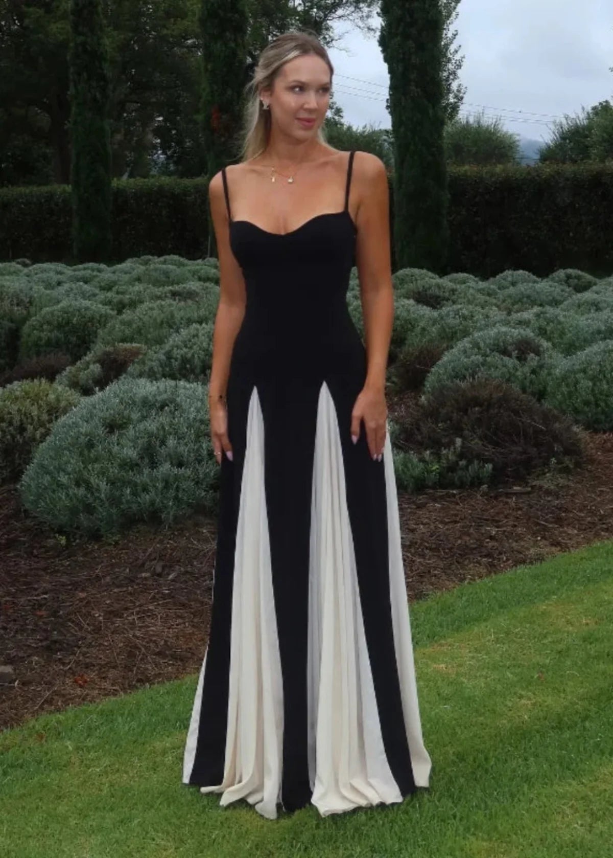 Women's Colour Block Strapless Maxi Evening Dress