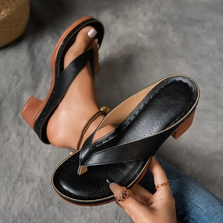 Women's Block Heel Flip-flop Sandals With Mid-heel
