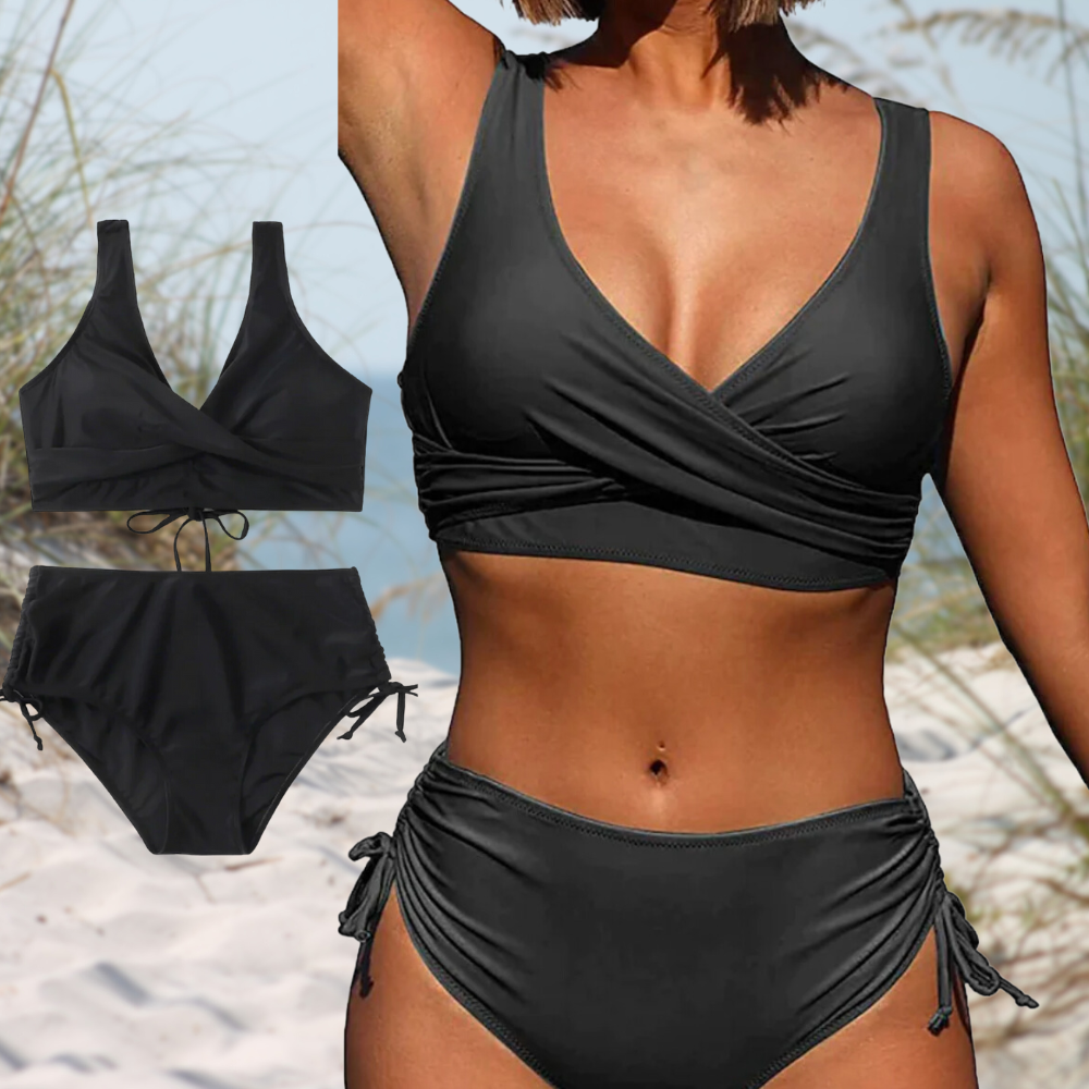 Women's High Waist Bikini Set With Adjustable Straps