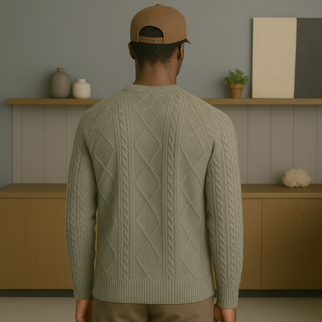 Diamond Knit Cashmere Sweater for Men - Luxurious Softness, Classic Fit, 100% Cashmere