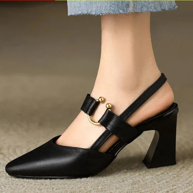 Women's Orthopedic Block Heel Shoes With Slingback Strap
