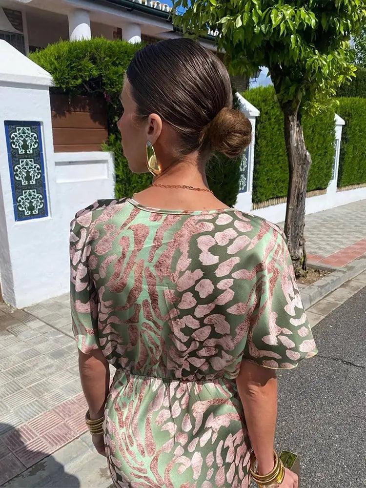 SATIN FLORAL MIDI DRESS FOR WOMEN