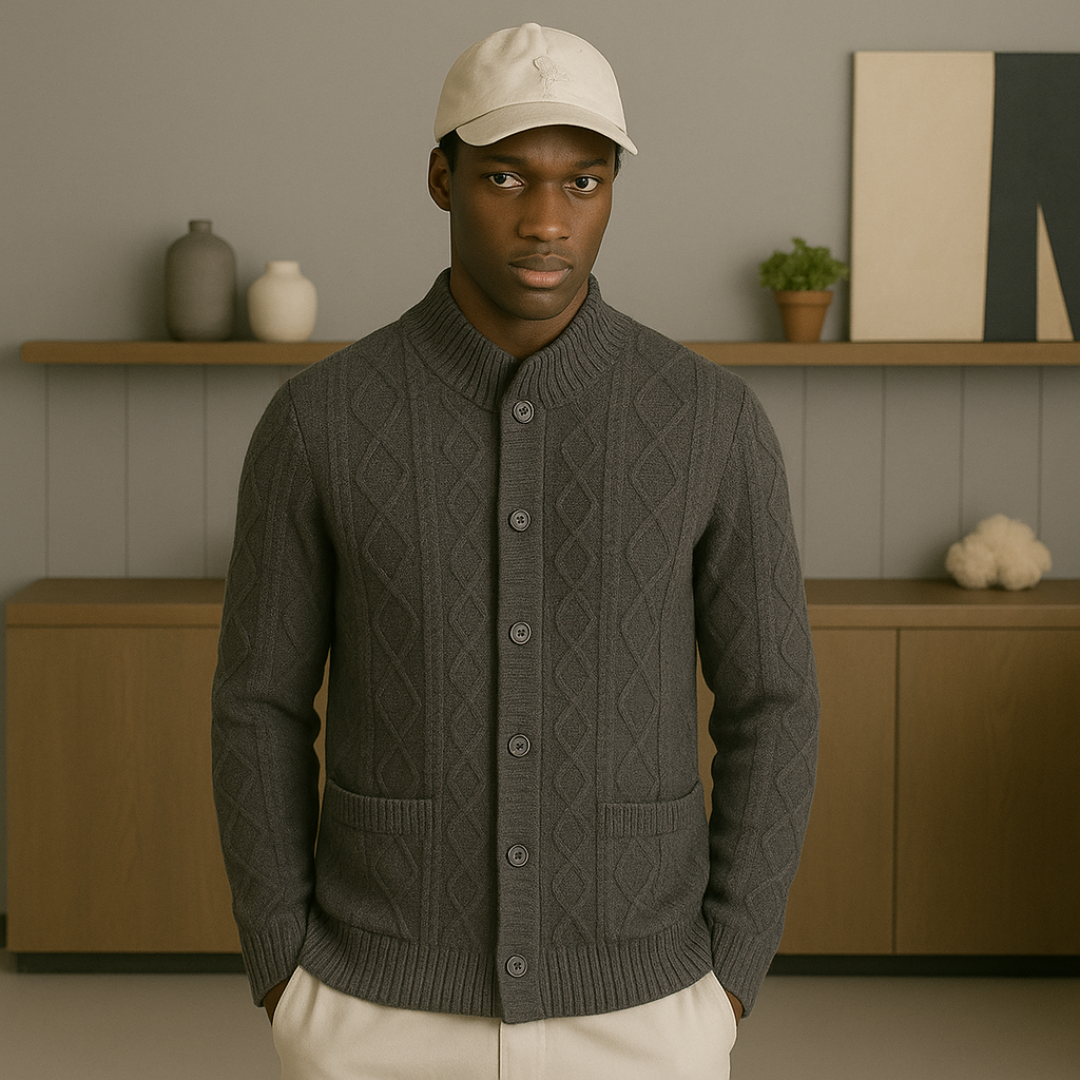 Elegant Cashmere Cable Knit Vest for Men – Soft and Warm Sweater Vest with Classic Design, Straight Cut and Button Closure