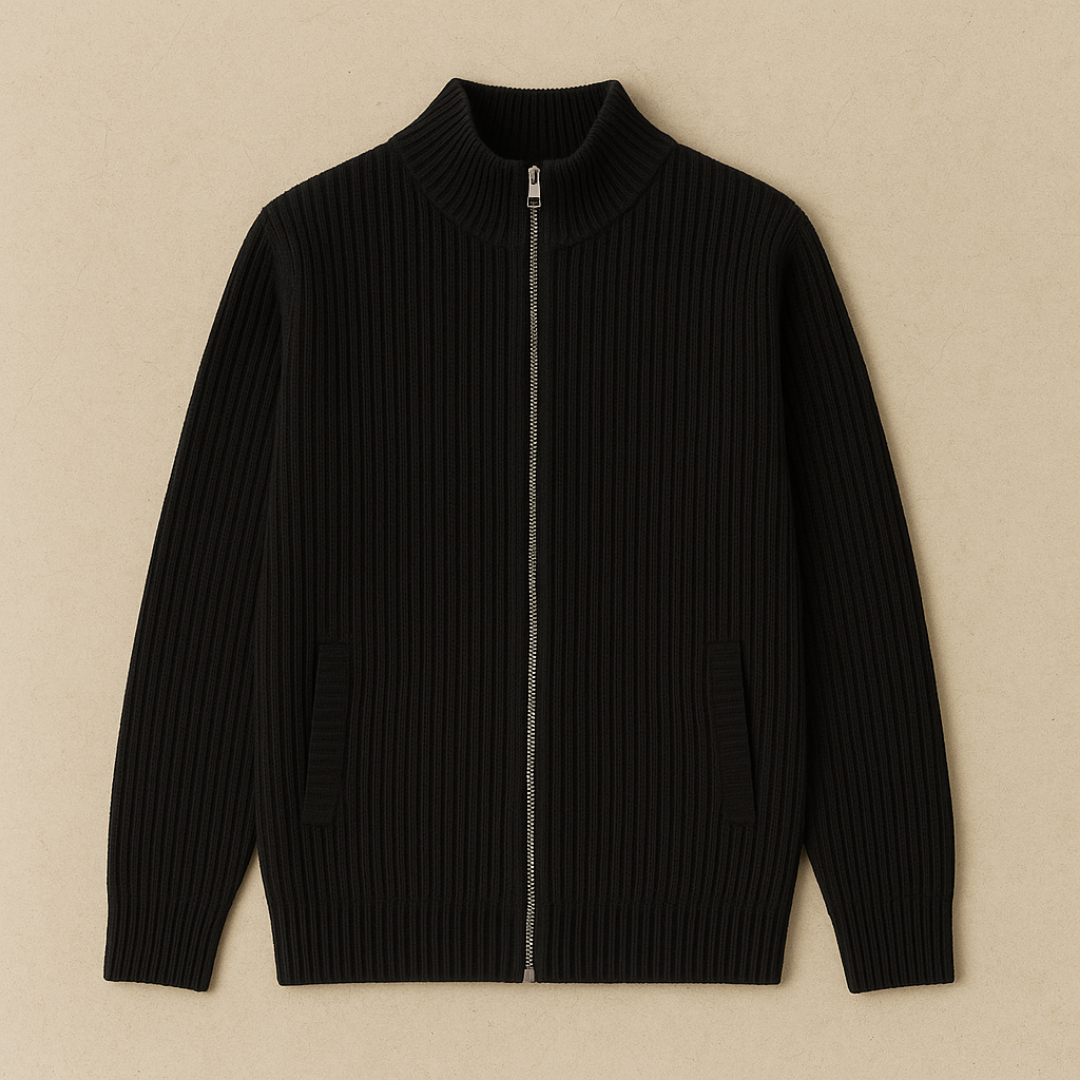 Elegant Cashmere Knitted Vest for Men – Soft, Breathable, Stylish Zip Design with Ribbed Structure and Side Pockets