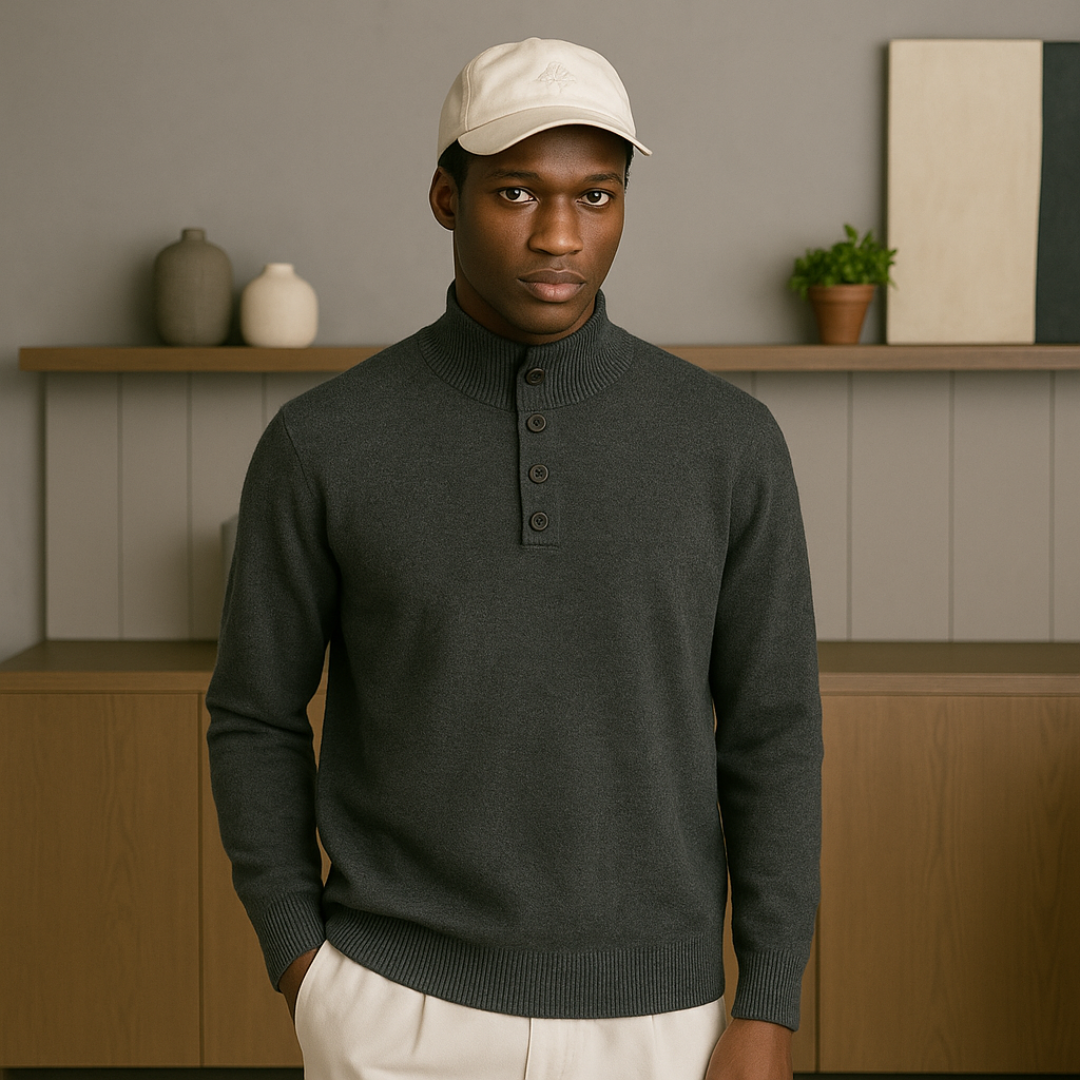 Elegant Cashmere Sweater for Men – Turtleneck Popover Design, Luxurious Softness, Perfect for Autumn/Winter