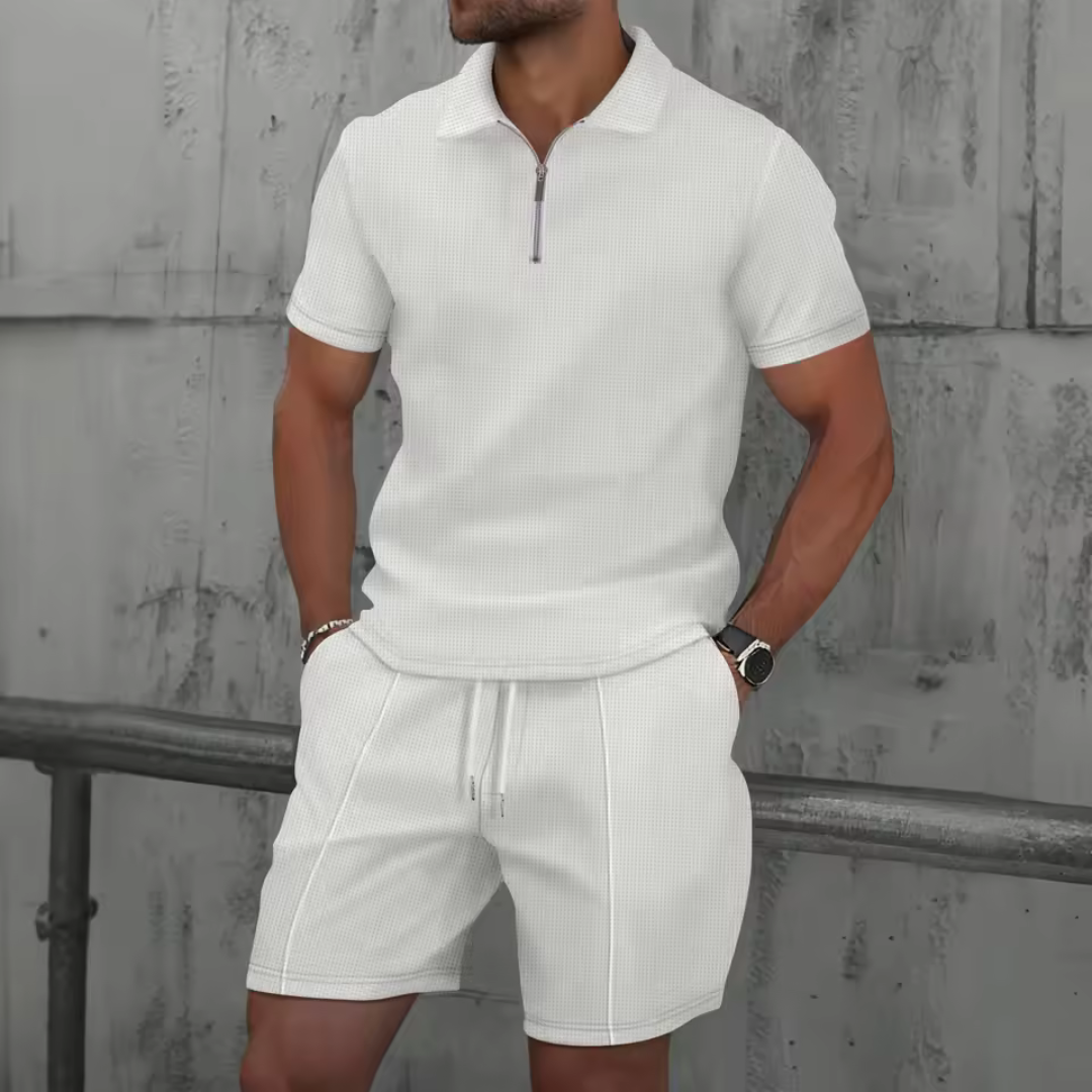MEN'S LIGHTWEIGHT COTTON POLO SHIRT AND SHORTS SET