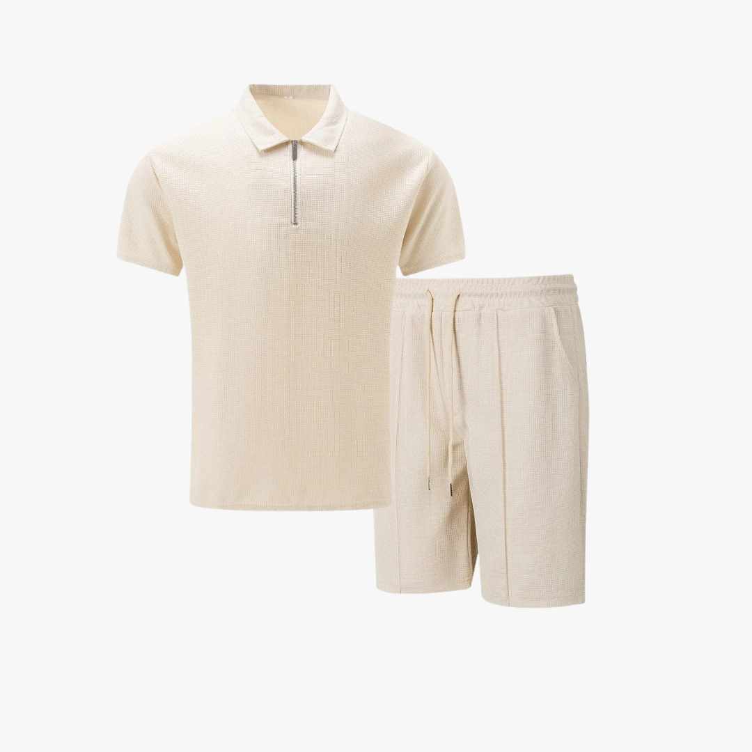 MEN'S LIGHTWEIGHT COTTON POLO SHIRT AND SHORTS SET
