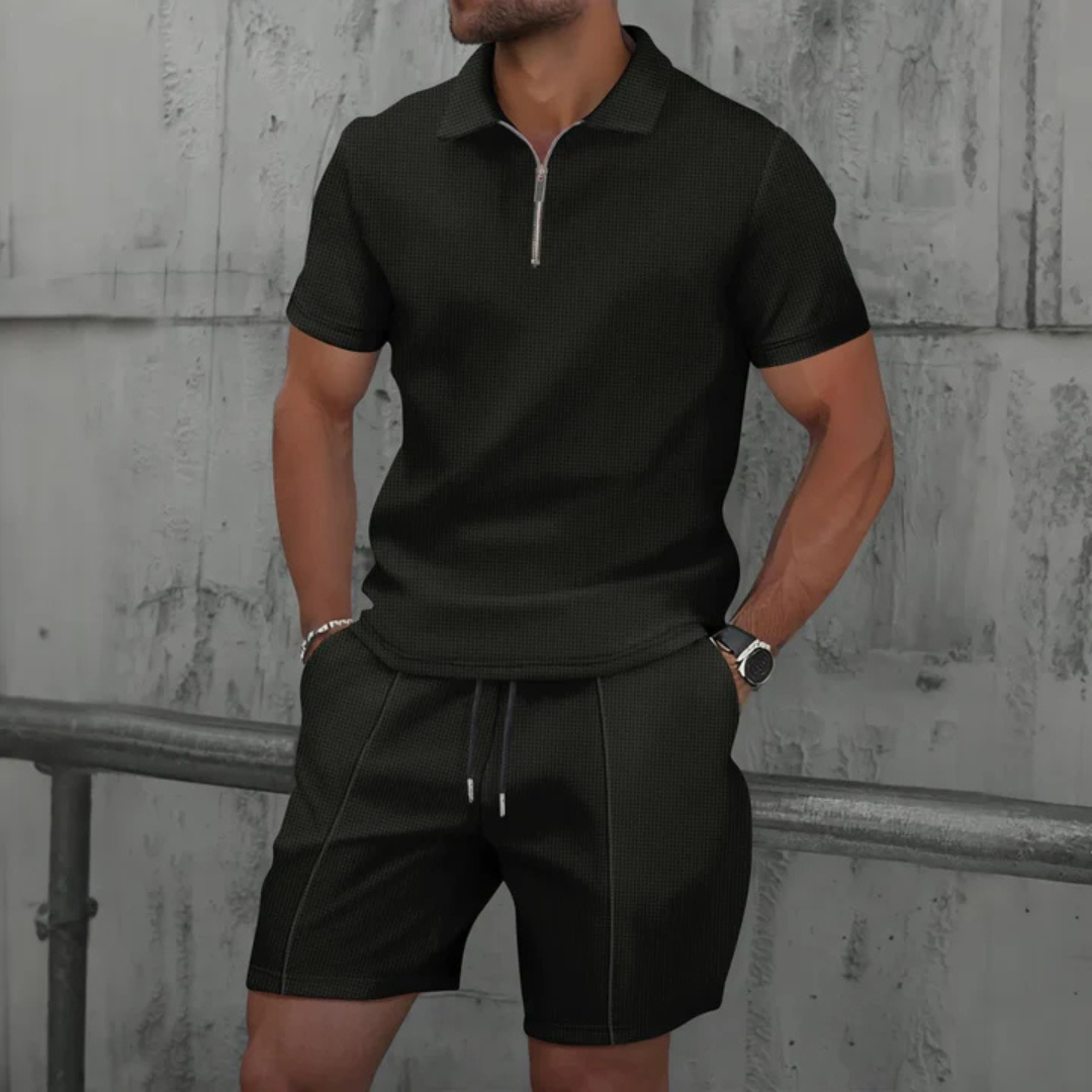 MEN'S LIGHTWEIGHT COTTON POLO SHIRT AND SHORTS SET