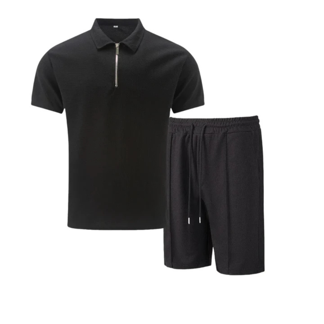 MEN'S LIGHTWEIGHT COTTON POLO SHIRT AND SHORTS SET