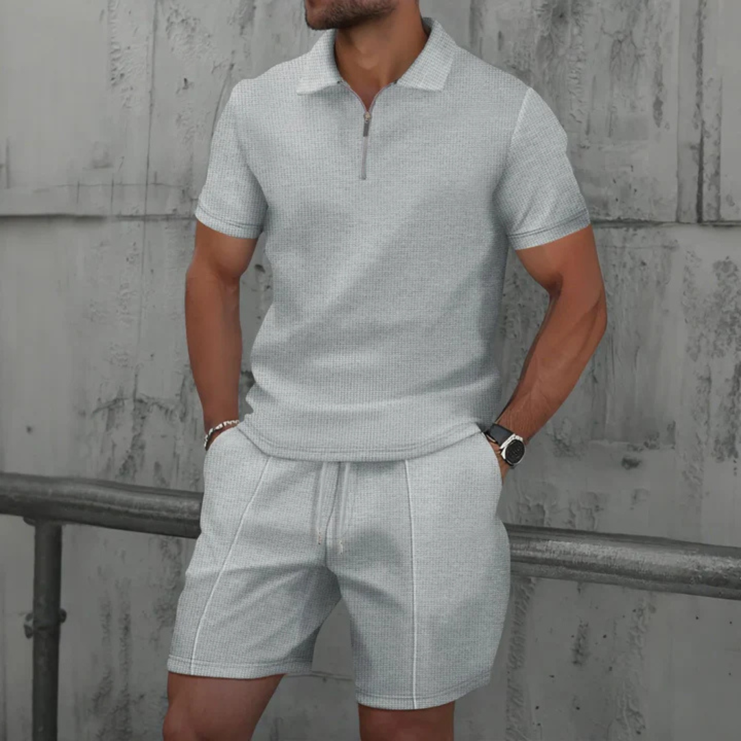 MEN'S LIGHTWEIGHT COTTON POLO SHIRT AND SHORTS SET