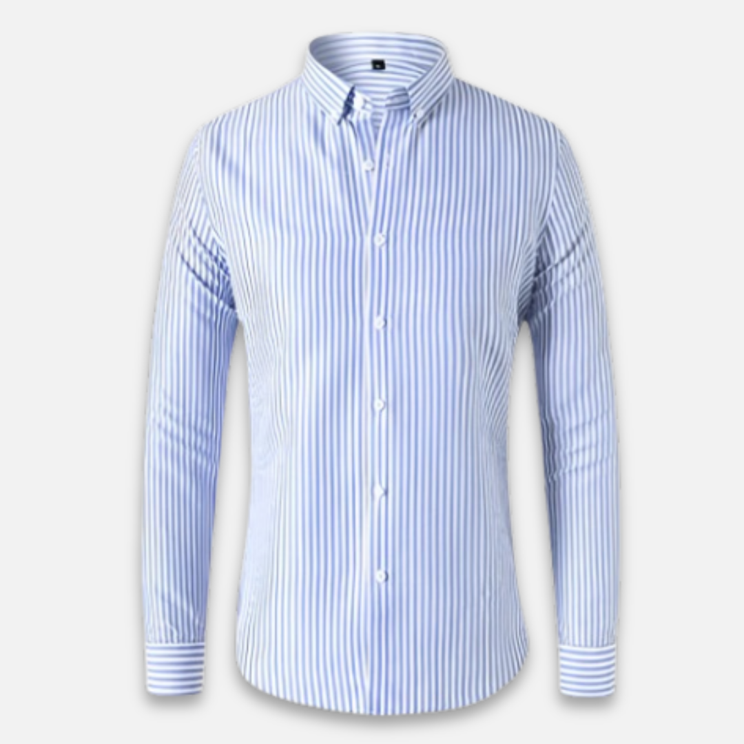MEN'S STRIPED COTTON SHIRT WITH LONG SLEEVES