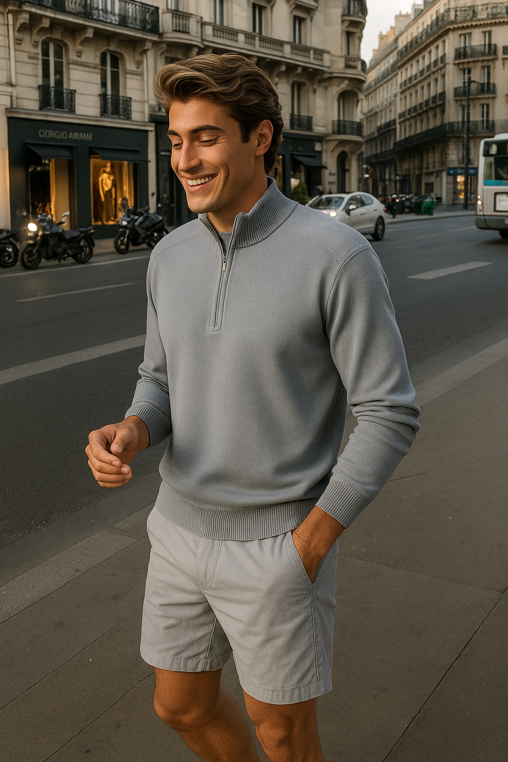 Elegant Wool Quarter-Zip Sweater for Men