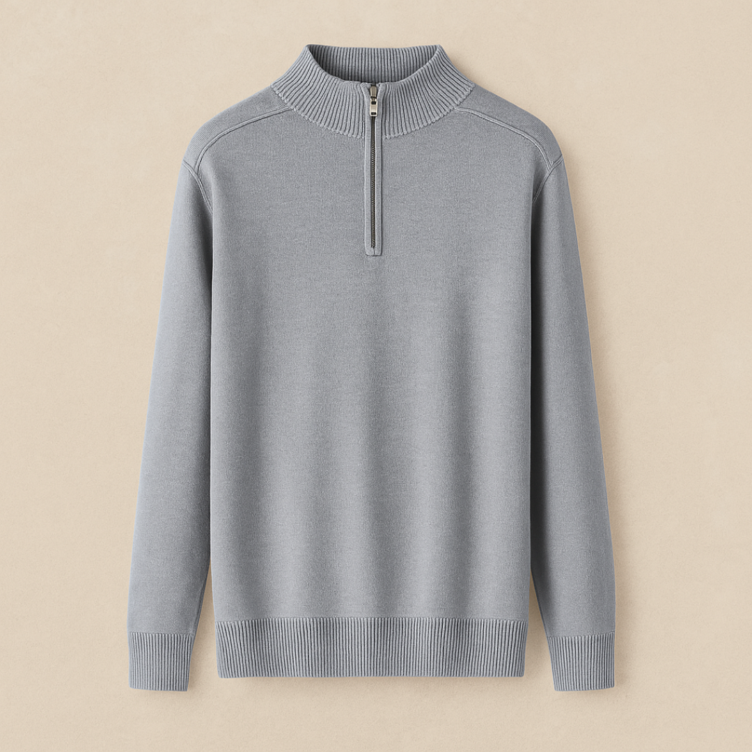 Elegant Wool Quarter-Zip Sweater for Men