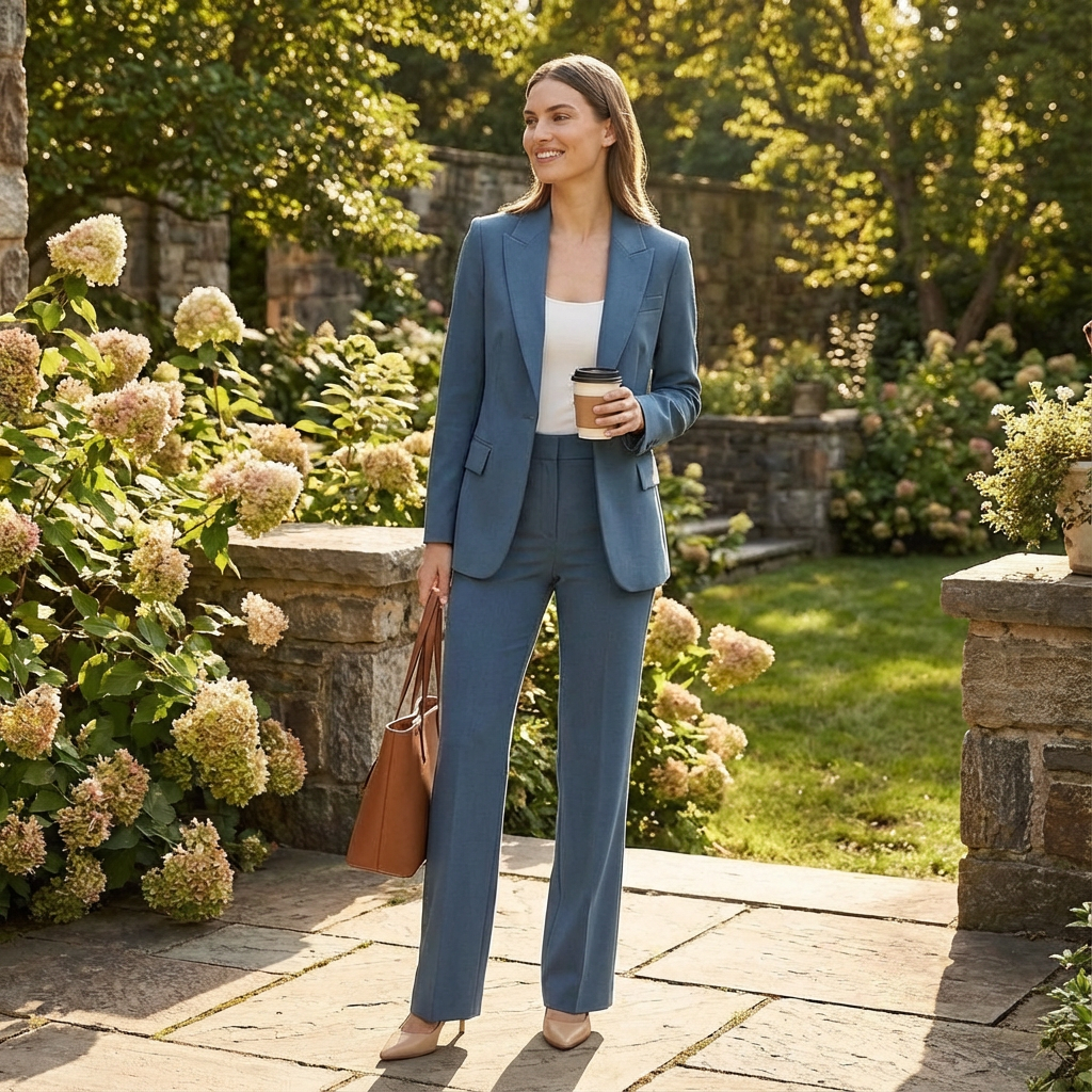 Fiona | Women's Long Sleeve Blazer and Wide Leg Pants Set