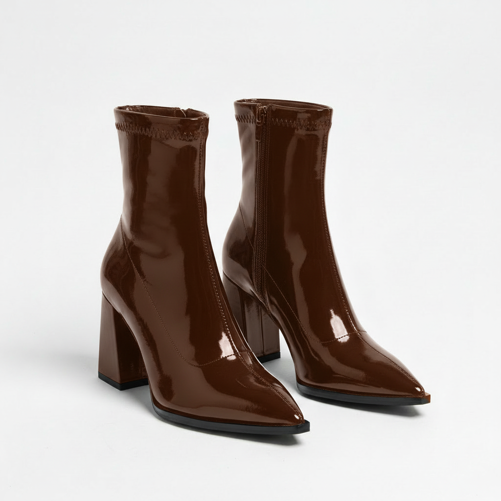 Florence | Women's Heeled Ankle Boots With High-Shine Finish And Block Heel | Sleek