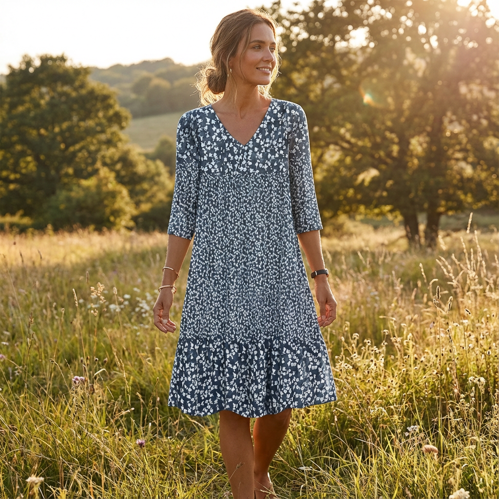 Florence | Women's Midi Dress With Tiered Ruffle And Floral Print | Chic