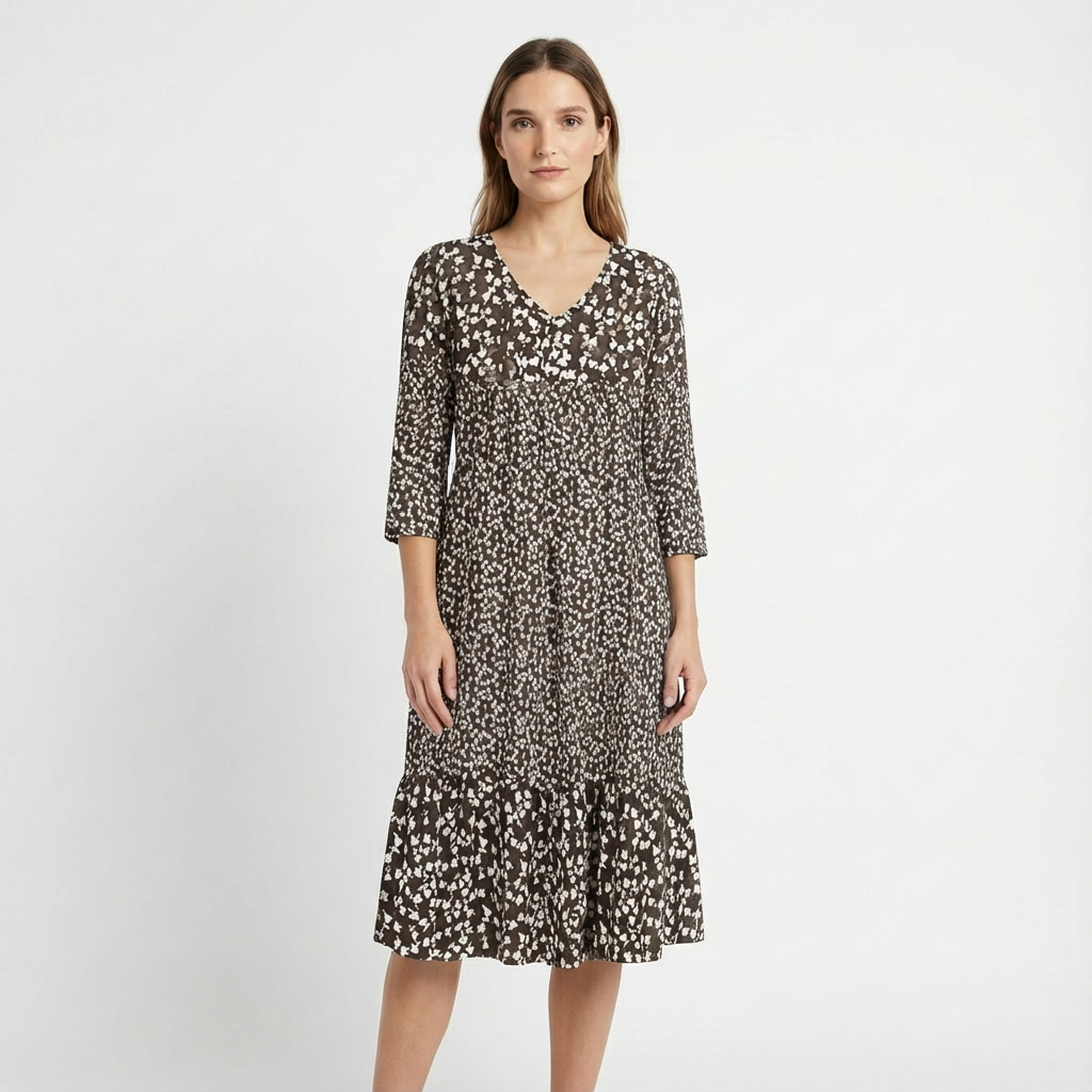 Florence | Women's Midi Dress With Tiered Ruffle And Floral Print | Chic