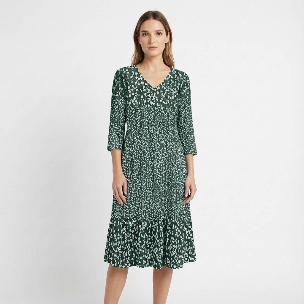Florence | Women's Midi Dress With Tiered Ruffle And Floral Print | Chic