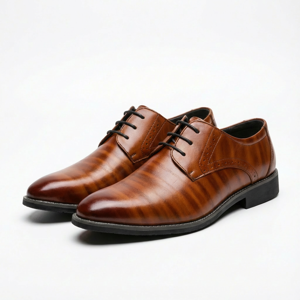 George | Men's Derby Shoes With Glossy Finish And Plain Toe Design | Sleek