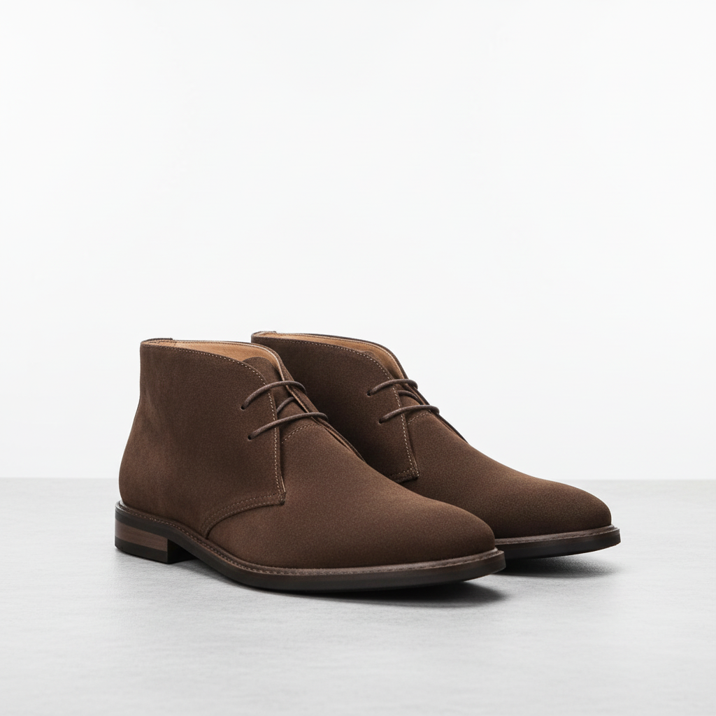 George | Men's Brown Desert Boots With Lace-Up Front And Pointed Toe | Classic