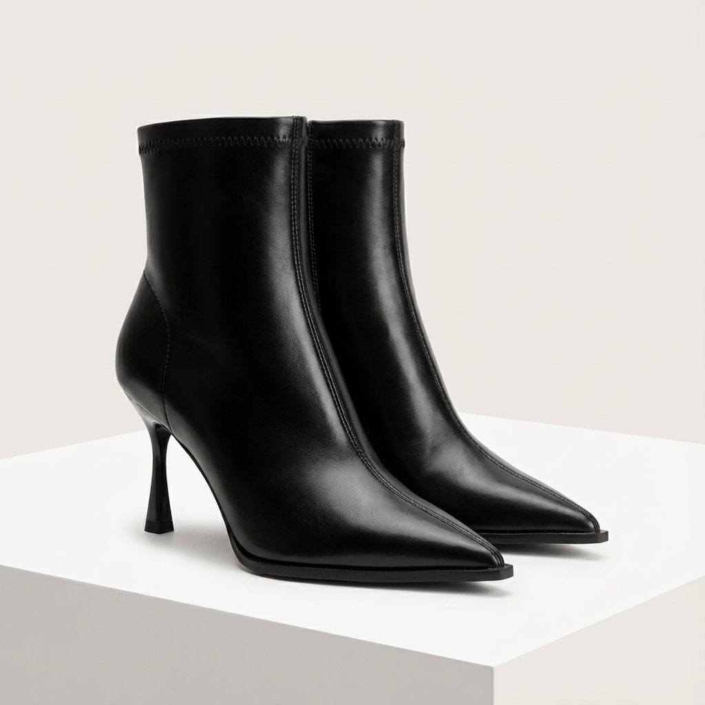Grace | Women's Black Heeled Ankle Boots With Pointed Toe And Stiletto Heel | Sleek