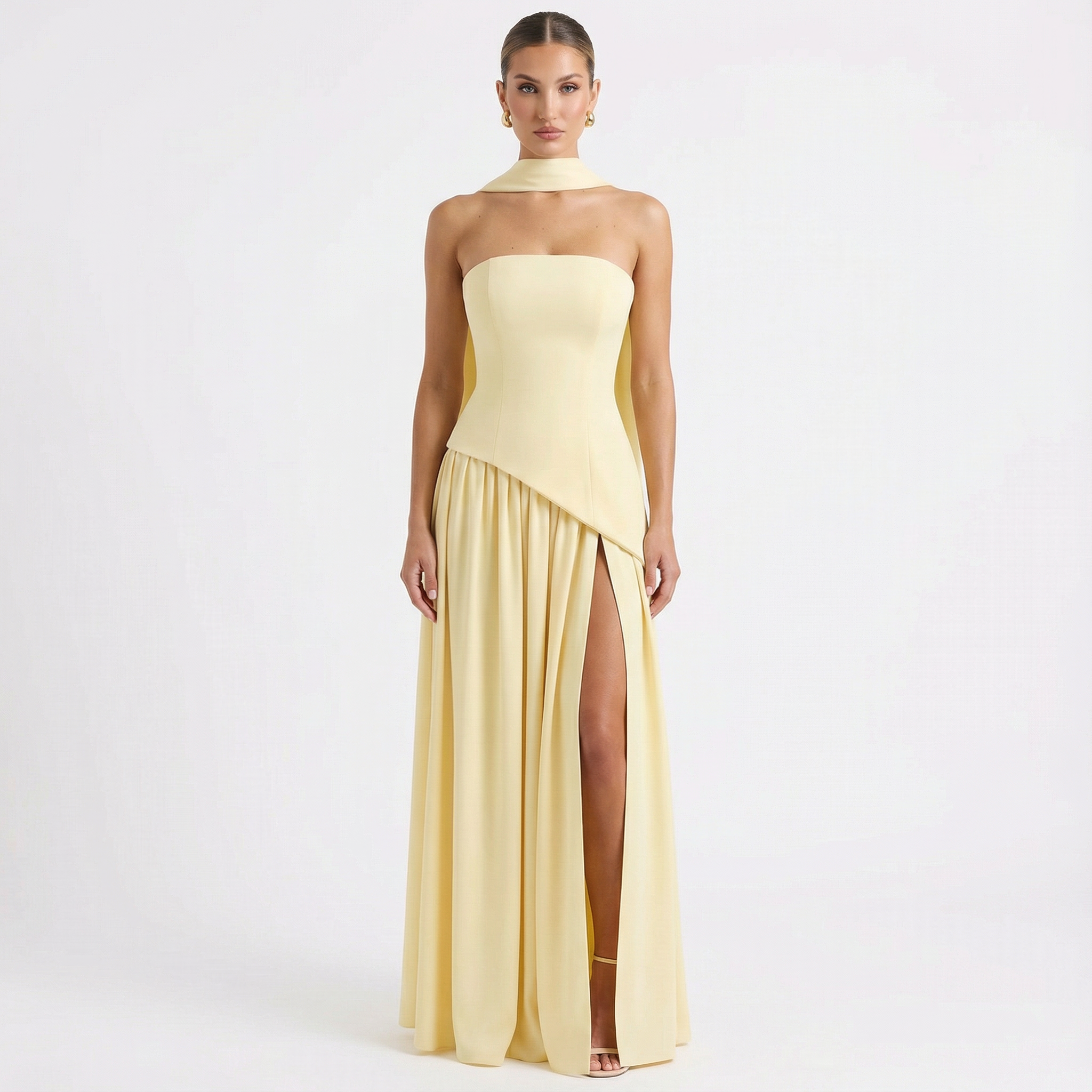 Grace | Women's Maxi Dress With Strapless Design And Choker Detail | Glamorous