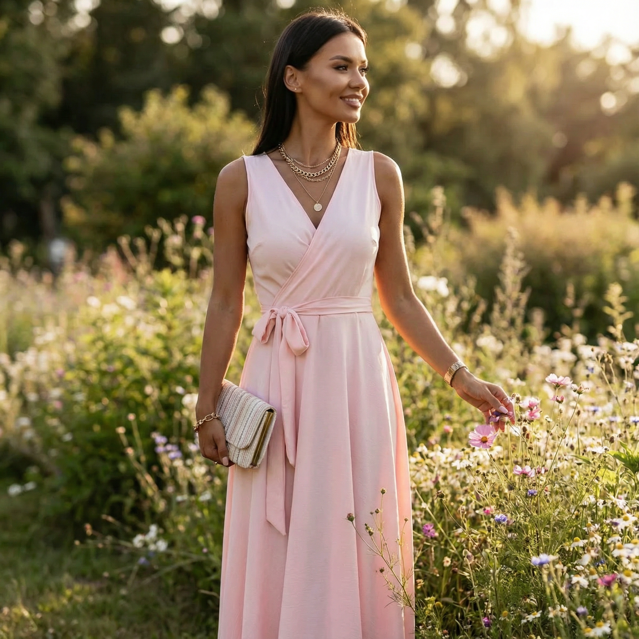 Grace | Women's Maxi Dress With Wrap Bodice And Tie Sash | Elegant