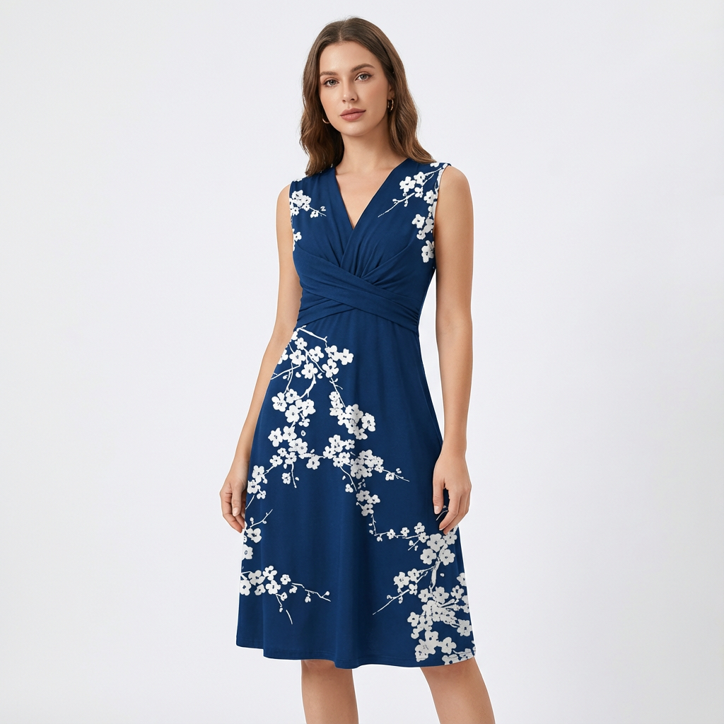 Grace | Women's Midi Dress With Wrap Front And Sleeveless Design | Feminine