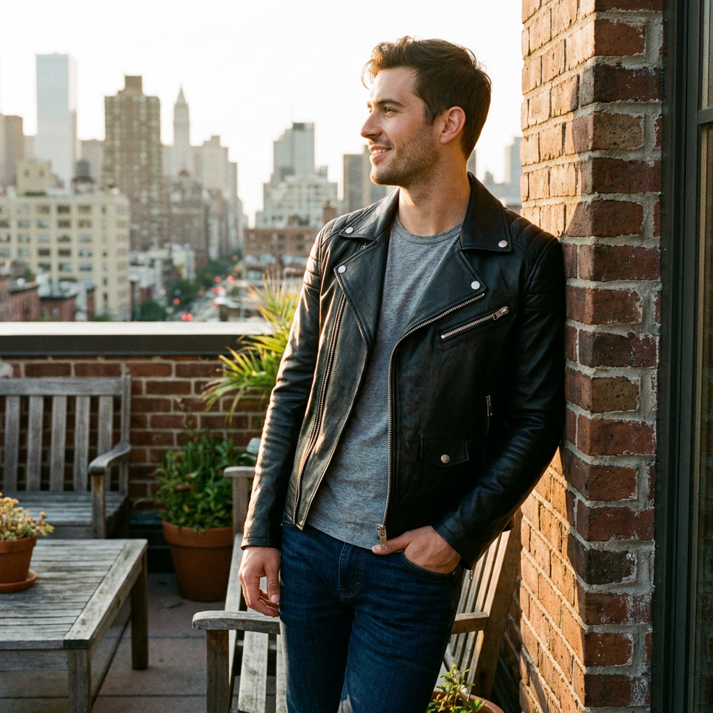 Harry | Men's Biker Jacket With Asymmetric Zip And Multiple Pockets | Edgy