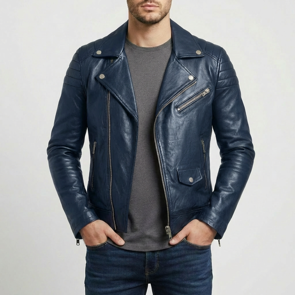 Harry | Men's Biker Jacket With Asymmetric Zip And Multiple Pockets | Edgy