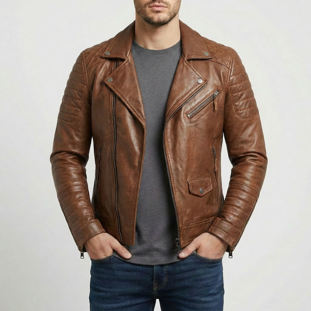 Harry | Men's Biker Jacket With Asymmetric Zip And Multiple Pockets | Edgy