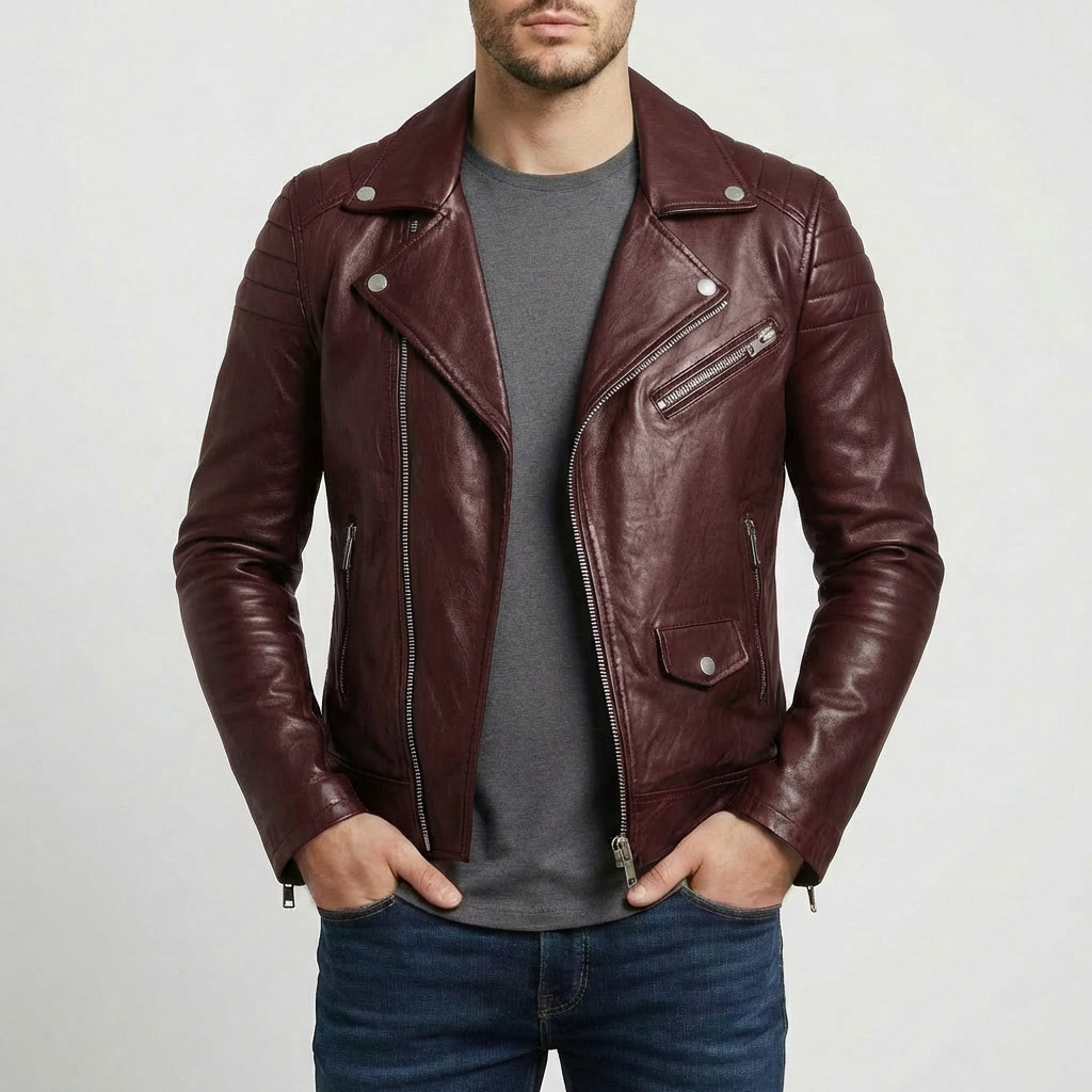 Harry | Men's Biker Jacket With Asymmetric Zip And Multiple Pockets | Edgy