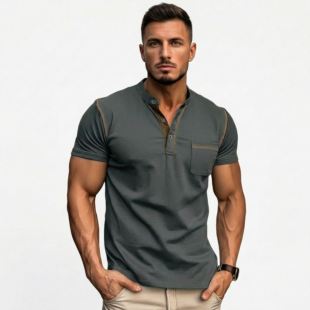 Harry | Men's Polo Shirt With Contrast Stitching And Chest Pocket | Casual