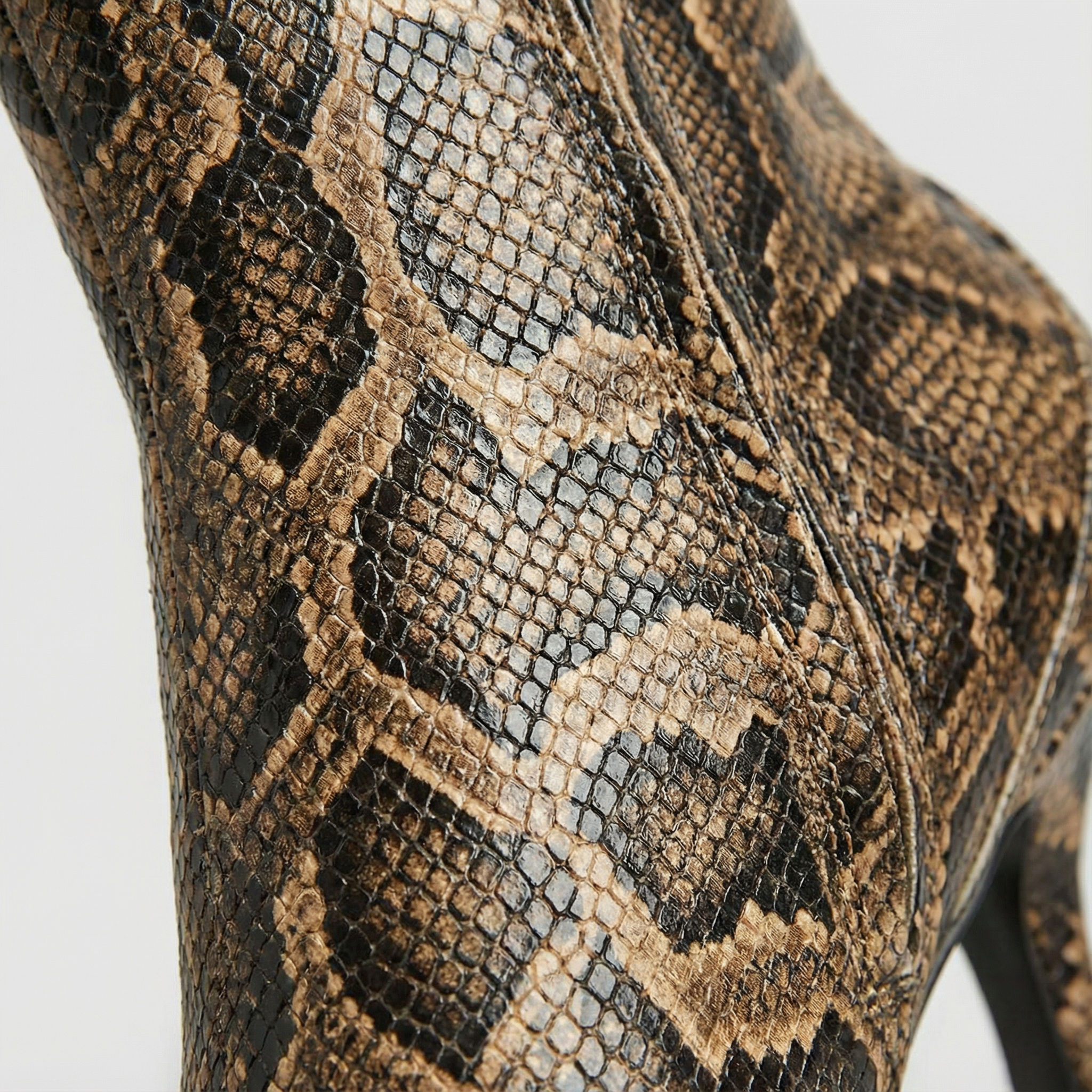 Imogen | Women's Knee-High Boots With Snake Print And Flared Heel | Bold
