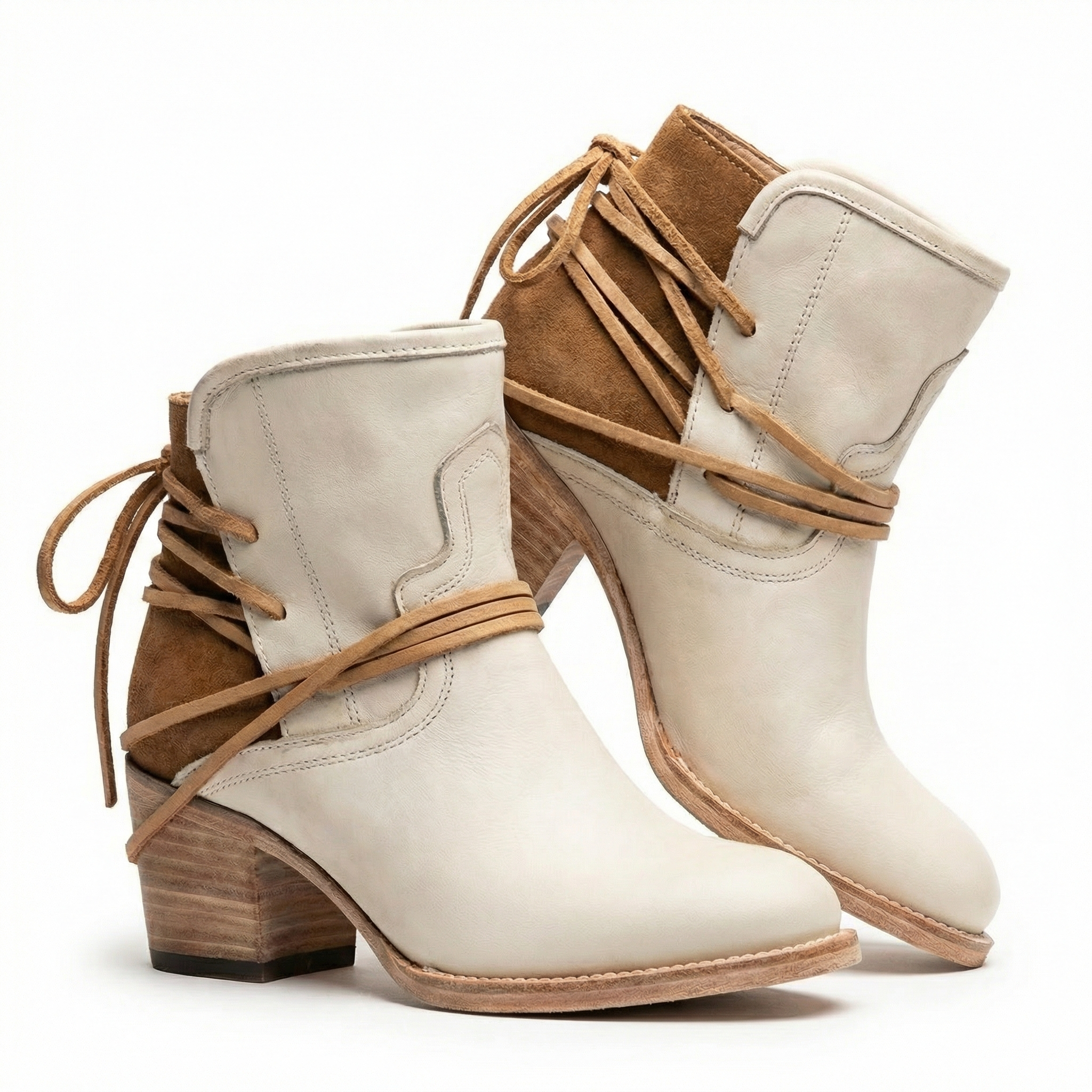 Isla | Women's Ankle Boots With Lace-Up Design And Block Heel | Casual