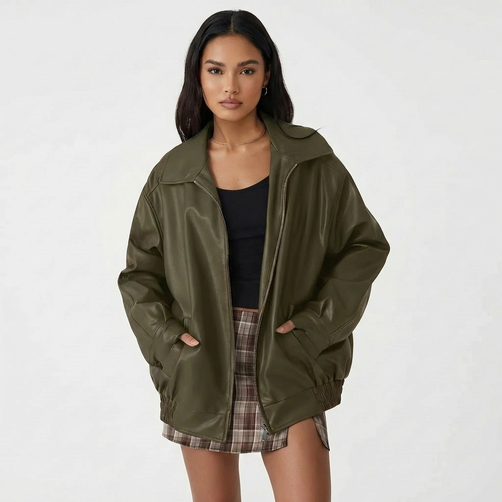 Isla | Women's Jacket With Zip Front And Gathered Cuffs | Urban